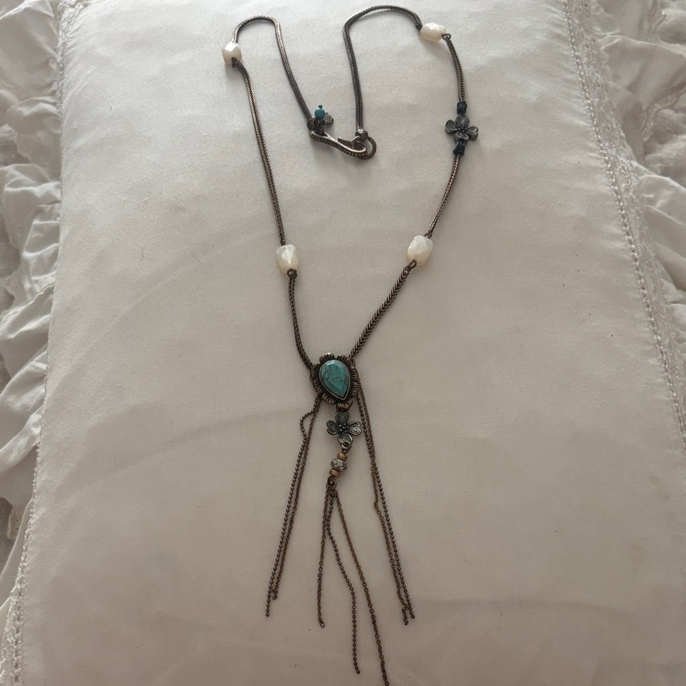 Lucky Brand Turquoise and Pearl Necklace
